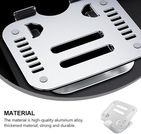 TEHAUX Aluminum Alloy Laptop Stand Foldable Adjustable Height Desktop Cooling Rack Portable Computer Holder for Office and Home Use Silver in Saudi Arabia