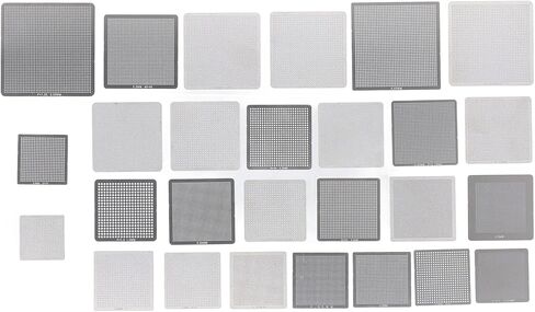 Oumefar 27PCS BGA Reballing Stencils Kit, 304 Stainless Steel Welding Rework Template Mesh Set for Laptop Motherboard Repair in Saudi Arabia