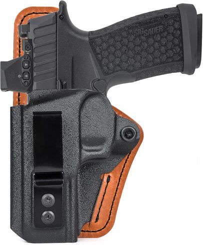 حافظة الصمامات P365 مع وسادة إسفنجية مريحة، IWB Kydex وحافظة جلدية هجينة لـ 9 مم Sig Sauer P365 مسدس الصمامات داخل حزام الخصر المخفي - قطع بصري بنقطة حمراء in Kuwait