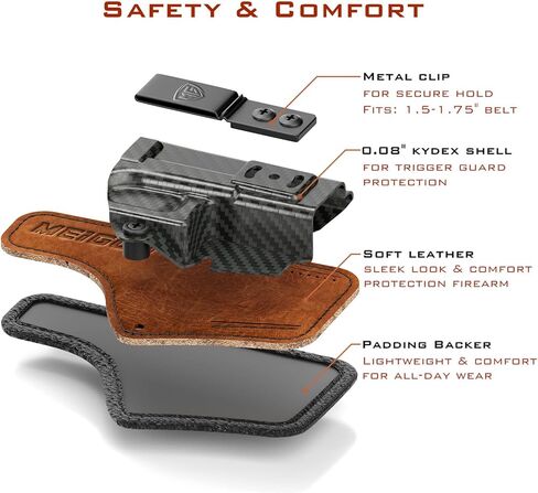P365 Fuse Holster with Comfort Foam Pad, IWB Kydex and Leather Hybrid Holster for 9mm Sig Sauer P365 Fuse Pistol Inside Waistband Concealed Carry - Red Dot Optic Cut in Saudi Arabia