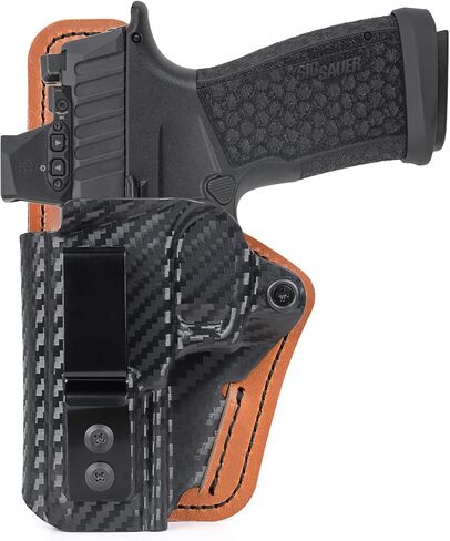 P365 Fuse Holster with Comfort Foam Pad, IWB Kydex and Leather Hybrid Holster for 9mm Sig Sauer P365 Fuse Pistol Inside Waistband Concealed Carry - Red Dot Optic Cut in Saudi Arabia