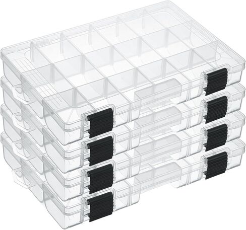 4 Pcs 3600 Tackle Trays, Plastic Storage Organizer Box with Removable Dividers - Tackle Boxes - Fishing Tackle Storage, 18 Grids in Saudi Arabia