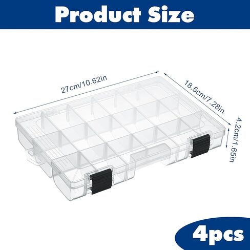 4 Pcs 3600 Tackle Trays, Plastic Storage Organizer Box with Removable Dividers - Tackle Boxes - Fishing Tackle Storage, 18 Grids in Saudi Arabia