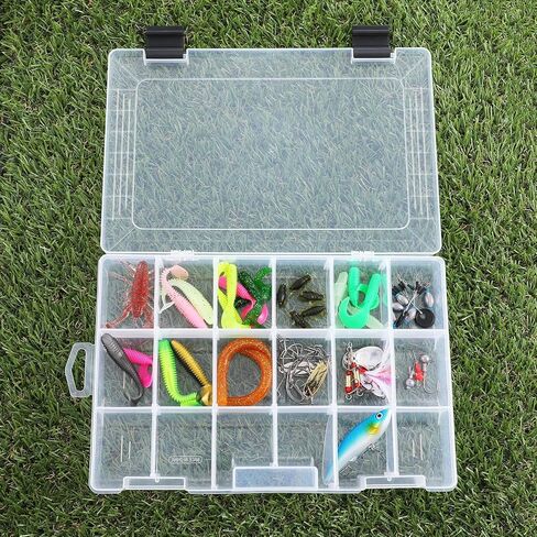4 Pcs 3600 Tackle Trays, Plastic Storage Organizer Box with Removable Dividers - Tackle Boxes - Fishing Tackle Storage, 18 Grids in Saudi Arabia