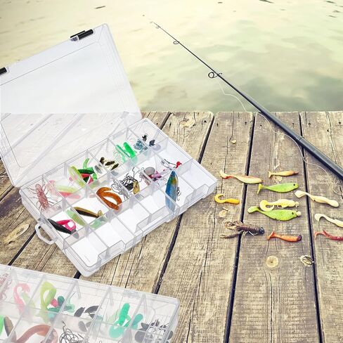 4 Pcs 3600 Tackle Trays, Plastic Storage Organizer Box with Removable Dividers - Tackle Boxes - Fishing Tackle Storage, 18 Grids in Saudi Arabia