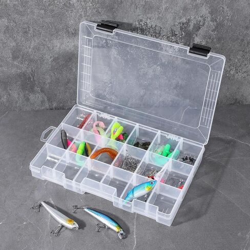 4 Pcs 3600 Tackle Trays, Plastic Storage Organizer Box with Removable Dividers - Tackle Boxes - Fishing Tackle Storage, 18 Grids in Saudi Arabia