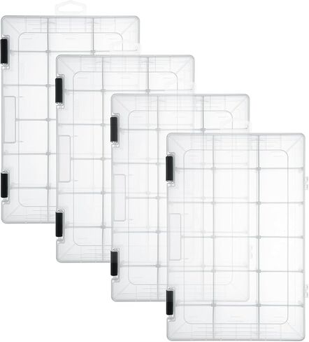 4 Pcs 3600 Tackle Trays, Plastic Storage Organizer Box with Removable Dividers - Tackle Boxes - Fishing Tackle Storage, 18 Grids in Saudi Arabia