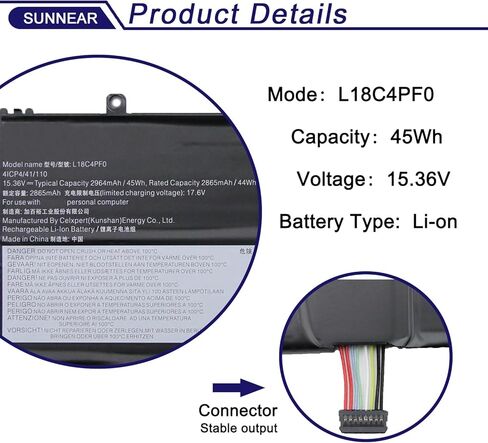 استبدال بطارية الكمبيوتر المحمول L18C4PF0 L18M4PF0 L18D4PF0 لجهاز Lenovo ThinkBook 13s-IML 13s-IWL 14s-IML 14s-IWL Series 20RR 20RS 20RM 20R9 5B10S73501 5B10S73499 5B10W67315 5B10S73500 45 واط ساعة in Kuwait