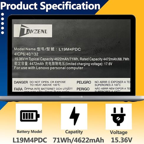 L19M4PDC L19L4PDC L19C4PDC 71Wh استبدال البطارية لجهاز Lenovo Ideapad Yoga 7-15ITL5 7-15ITL5-82BJ 7-14ITL5 7-14ITL5-82BH 7-14ARB7 7-14ACN6-82N7 Series 15.36V 4622 in Kuwait