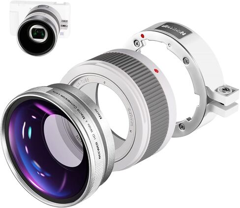 NEEWER Wide Angle Lens Compatible with Canon G7X Mark III Camera, 2 in 1 18mm HD Wide Angle & 10x Macro Additional Lens with Extension Tube, Bayonet Mount Lens Adapter, Cleaning Cloth in Saudi Arabia