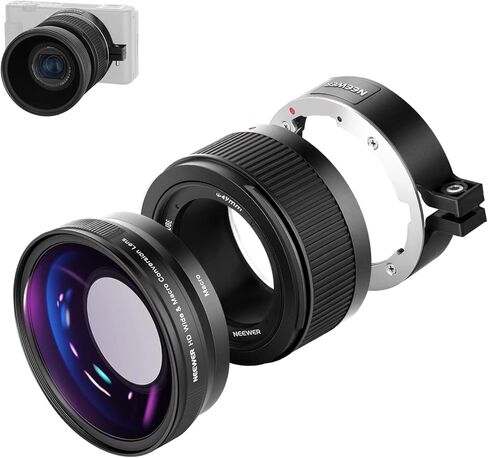 NEEWER Wide Angle Lens Compatible with Canon G7X Mark III Camera, 2 in 1 18mm HD Wide Angle & 10x Macro Additional Lens with Extension Tube, Bayonet Mount Lens Adapter, Cleaning Cloth in Saudi Arabia