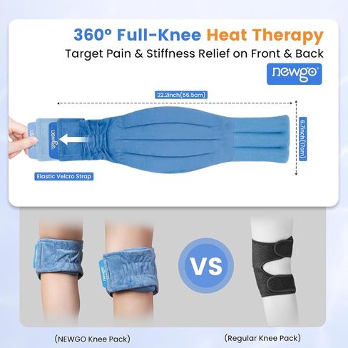NEWGO Knee Ice Pack for Injuries Reusable Gel, Knee Ice Pack Wrap for Knee Replacement Sugery, Hot or Cold Therapy Knee Ice Wrap for Knee Pain Relief, Arthritis, Bruises, Swelling - Blue in Kuwait