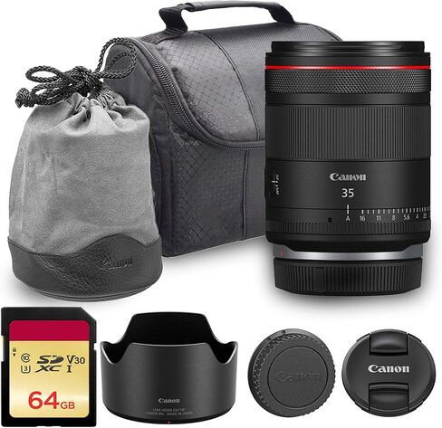 Canon RF 35mm f/1.4 L VCM Lens | Professional L-Series Wide-Angle Prime with Fast f/1.4 Aperture, VCM Autofocus & Advanced Optics | Great for Street & Creative Photography (6710C002) + 64GB Card + Bag in Saudi Arabia