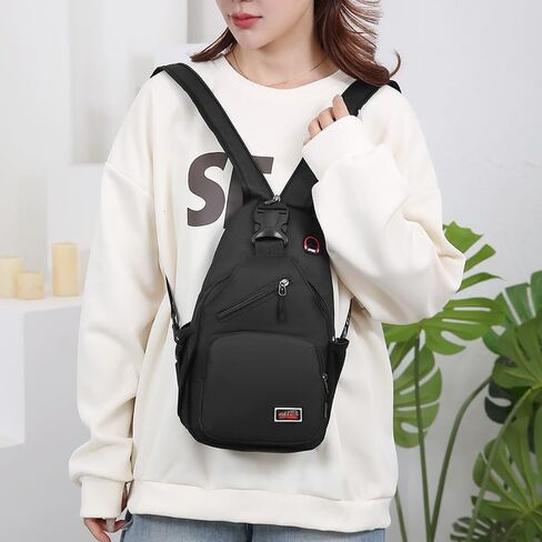 Crossbody Bags for Women, Lightweight Multi-Way Sling Backpack with Headphone Jack, for Daily Travel, Hiking & Gym, Black in Saudi Arabia