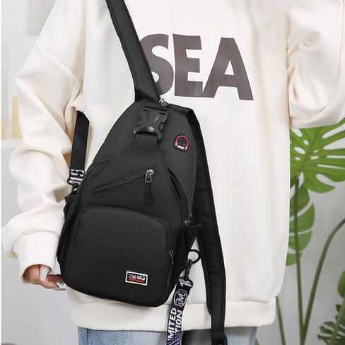 Crossbody Bags for Women, Lightweight Multi-Way Sling Backpack with Headphone Jack, for Daily Travel, Hiking & Gym, Black in Saudi Arabia