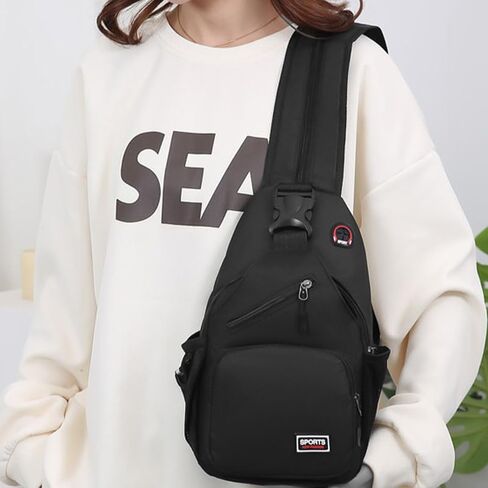 Crossbody Bags for Women, Lightweight Multi-Way Sling Backpack with Headphone Jack, for Daily Travel, Hiking & Gym, Black in Saudi Arabia