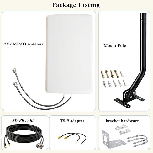 هوائي راوتر 2x2 MIMO 4G LTE 5G لـ Tmobile Verizon AT&T، هوائي خلوي خارجي SMA TS9 5G للنقاط الساخنة الخلوية/جهاز التوجيه، 600-6000 ميجا هرتز 10dBi كابل/قطب 10 أمتار (مجموعة) in Kuwait