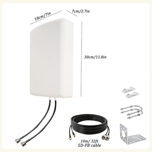هوائي راوتر 2x2 MIMO 4G LTE 5G لـ Tmobile Verizon AT&T، هوائي خلوي خارجي SMA TS9 5G للنقاط الساخنة الخلوية/جهاز التوجيه، 600-6000 ميجا هرتز 10dBi كابل/قطب 10 أمتار (مجموعة) in Kuwait