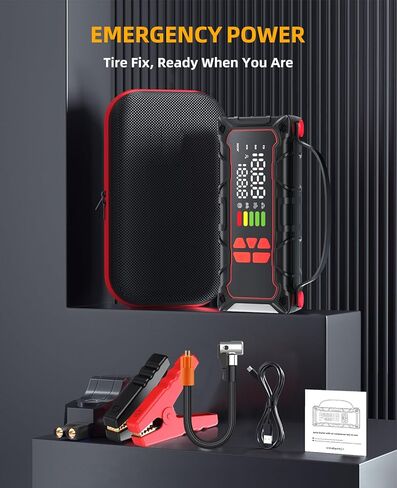 Battery Jumper Starter Portable, 5000A Jump Starter with Air Compressor(7.0L Gas/ 6.0L Diesel) with 160PSI Tire Inflator, 12V Jumper Box Car Battery Jump Starter, Valentine Gifts in Saudi Arabia