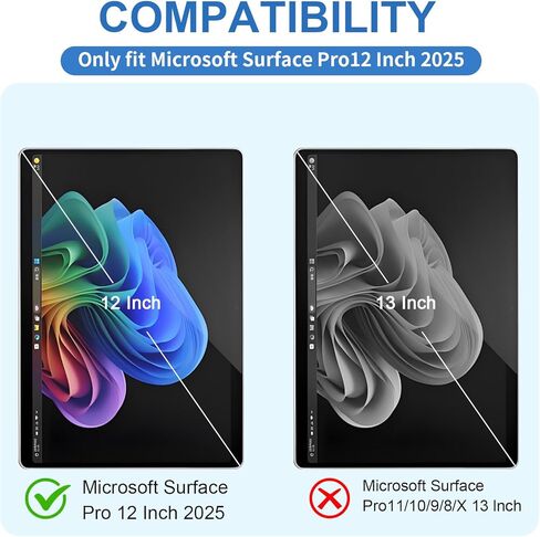 [2-Pack Screen Protector for Microsoft Surface Pro 12 Inch 2025 | 9H Tempered Glass | 2.5D Rounded Edges | HD Clear | Anti-Scratch/Bubble-Free Installation | Surface Pen Compatible in Saudi Arabia