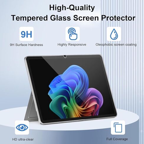 [2-Pack Screen Protector for Microsoft Surface Pro 12 Inch 2025 | 9H Tempered Glass | 2.5D Rounded Edges | HD Clear | Anti-Scratch/Bubble-Free Installation | Surface Pen Compatible in Saudi Arabia