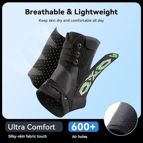 Upgraded Ankle Brace for Sprained Ankle [Stronger Support & Ultra Breathable] Ankle Support with Side Stabilizing Pads, Adjustable Quick Lace Up Ankle Stabilizer for Injury Recovery, Sports, Men&Women in Saudi Arabia
