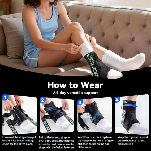 Upgraded Ankle Brace for Sprained Ankle [Stronger Support & Ultra Breathable] Ankle Support with Side Stabilizing Pads, Adjustable Quick Lace Up Ankle Stabilizer for Injury Recovery, Sports, Men&Women in Saudi Arabia