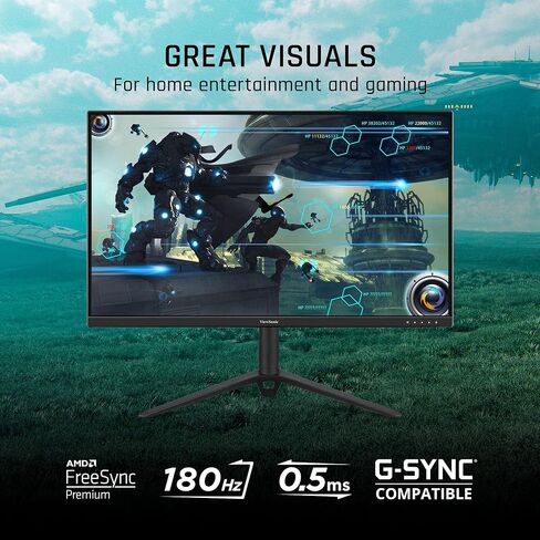 شاشة الألعاب ViewSonic VX2728J مقاس 27 بوصة بدقة 1080 بكسل IPS مع 180 هرتز، و0.5 مللي ثانية، وFreeSync Premium، ومتوافقة مع NVIDIA G-Sync، وبيئة عمل متقدمة، ومدخلات HDMI وDisplayPort (متجددة) in Kuwait