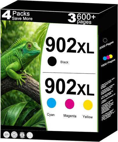 902 XL Ink Cartridges Combo Pack Replacement for HP 902XL Compatible for OfficeJet 6950 6954 6951 6956 6961 6963 6964 6978 6968 6958 6970 6960 6975 6962 Printers - 4 pack ( Black Cyan Magenta Yellow ) in Kuwait