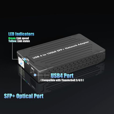 GLOTRENDS ST7464 USB4 to 10GbE SFP+ Network Adapter for NAS/PC/Mac, Compatible with Thunderbolt 5/4/3, Support macOS/Linux (Not Windows) in Saudi Arabia