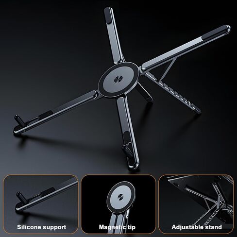 Portable Travel Tablet/Phone/Laptop Stand, Adjustable Laptop Riser for Desk, Foldable Magnetic Phone Holder, Compatible with iPad, MacBook, iPhone (4.7-15.6'') in Saudi Arabia