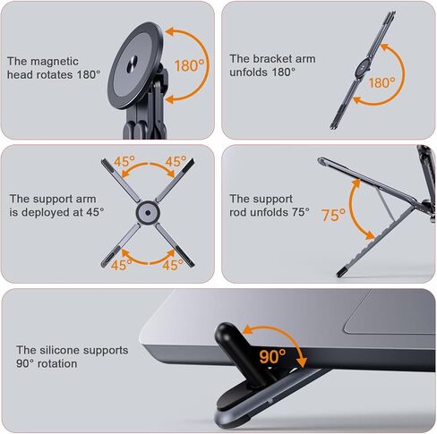 Portable Travel Tablet/Phone/Laptop Stand, Adjustable Laptop Riser for Desk, Foldable Magnetic Phone Holder, Compatible with iPad, MacBook, iPhone (4.7-15.6'') in Saudi Arabia