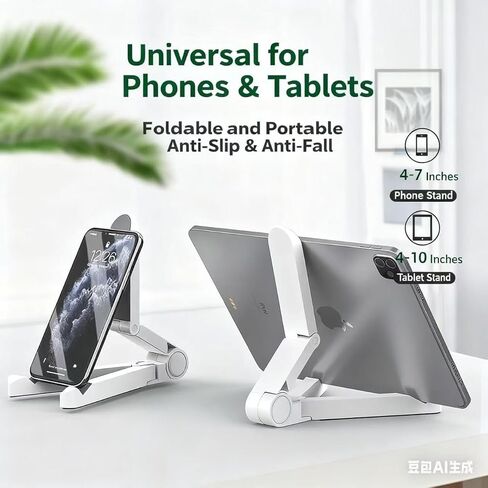 Foldable Phone Dock -Adjustable Tablet Stand Holder, 360°Rotating Desktop Tablet Mount, for 4-15.9" Tablets, Such as iPad Pro 11, 12.9 Air Mini, Tabs, Kindle, iPhone Air 17 Pro Max, White in Saudi Arabia