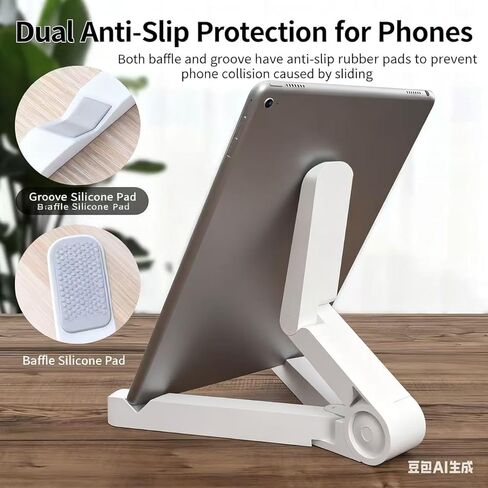 Foldable Phone Dock -Adjustable Tablet Stand Holder, 360°Rotating Desktop Tablet Mount, for 4-15.9" Tablets, Such as iPad Pro 11, 12.9 Air Mini, Tabs, Kindle, iPhone Air 17 Pro Max, White in Saudi Arabia