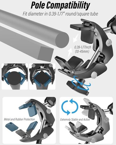 woleyi Aluminum Boat Helm Tablet Mount - [Large Clamp] [Thick Case Friendly] Marine Tablet Holder Stand, Handle Bar Pole Clip for Boat Rail, for iPad Pro Air Mini, Galaxy Tabs, iPhone, 6-15.6" Devices in Saudi Arabia