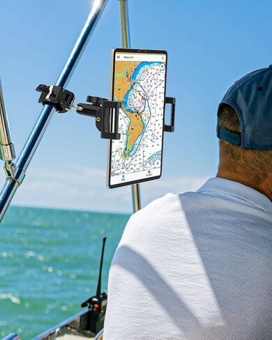 woleyi Aluminum Boat Helm Tablet Mount - [Large Clamp] [Thick Case Friendly] Marine Tablet Holder Stand, Handle Bar Pole Clip for Boat Rail, for iPad Pro Air Mini, Galaxy Tabs, iPhone, 6-15.6" Devices in Saudi Arabia