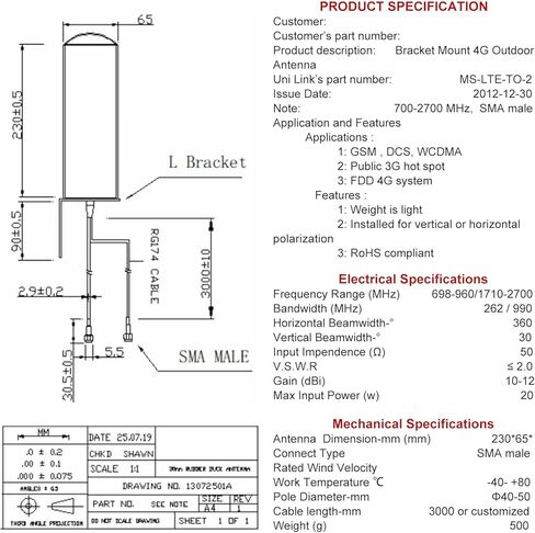 2 PCS of Boobrie 4G 5G LTE Antenna 698-2700MHz in Saudi Arabia