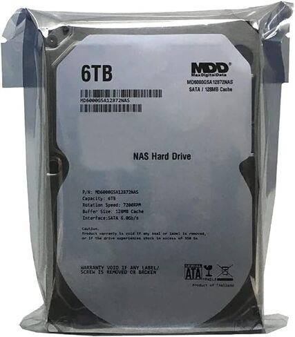 MDD MAXDIGITALDATA MaxDigitalData 6 تيرابايت 7200 دورة في الدقيقة 128 ميجابايت كاش SATA 6.0 جيجابايت/ثانية 3.5 بوصة محرك الأقراص الصلبة الداخلي لتخزين شبكة NAS (MD6000GSA12872NAS) - ضمان لمدة 3 سنوات (متجدد) in Kuwait