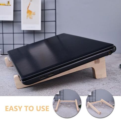 TEHAUX Wood Laptop Stand for Desk 14.8-17.6 Inch Adjustable Rubberwood Laptop Riser Portable Tablet Holder Cooling Support for Home Office Use in Saudi Arabia