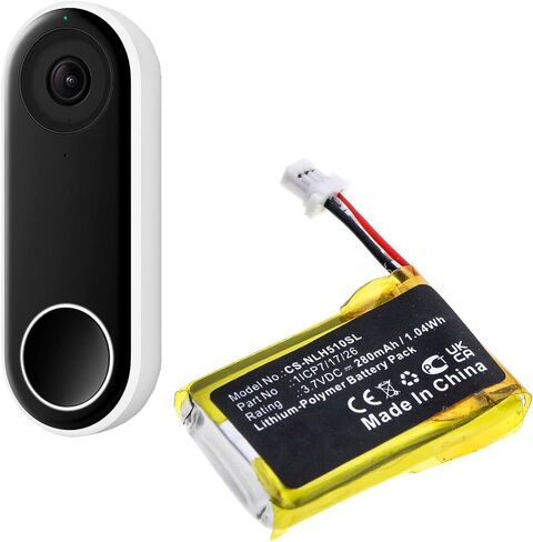 1ICP7/17/26 بطارية بديلة للعش، جرس باب Hello Vido سلكي C1241290 NC5100US/3.7V 280mAh، بطارية فعالة من حيث التكلفة in Kuwait