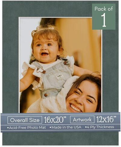 CountryArtHouse Textured White Acid Free 16x20 Picture Frame Mats with White Core Bevel Cut for 12x16 Pictures - Fits 16x20 Frame - One Mat in Kuwait