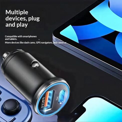 Car Charger PD30W+22.5W 12V-24V USB Charger Adapter Portable Mini USBC Cars Fast Charging Adapter in Saudi Arabia