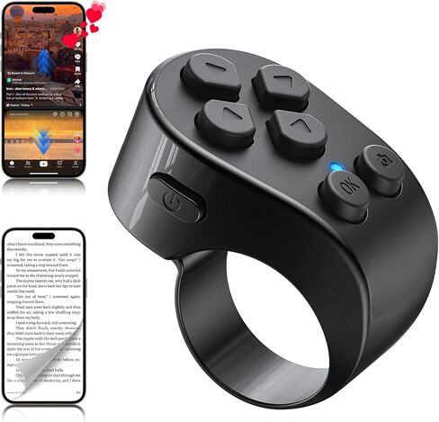 TikTok Scrolling Ring Remote Control,Page Turner for iPad iPhone & Android Tablet,Bluetooth Camera Remote, Scrolling Ring for TikTok,YouTube,Instagram,iOS,Android (Black) in Kuwait