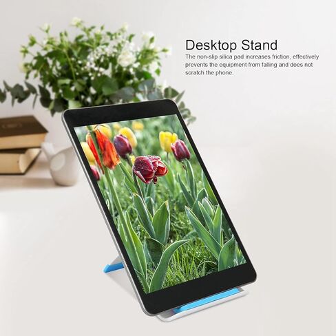 Cyrank Cell Phone Stand, Foldable Tablet Stand 150 Degree Adjustable Angle Desktop Stand Holder Phone Holder for Desk Handsfree Desktop Bracket Phone Stand for Recording Office Desk Accessories(Blue) in Saudi Arabia