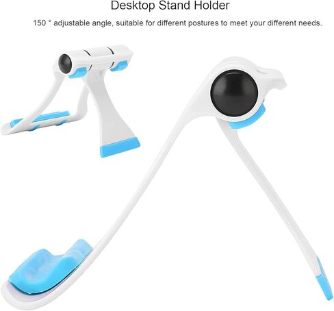 Cyrank Cell Phone Stand, Foldable Tablet Stand 150 Degree Adjustable Angle Desktop Stand Holder Phone Holder for Desk Handsfree Desktop Bracket Phone Stand for Recording Office Desk Accessories(Blue) in Saudi Arabia