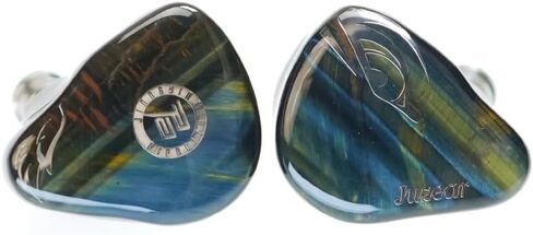 HiFiGo Juzear Harrier IEM Squiglink-Tuned 9 Driver Hybrid 1DD 6BA 2Planar in Ear Monitor Natural Tiger's Eye Panel and 4.4mm/3.5mm Cable for HiFi Audiophile (Blue) in Saudi Arabia