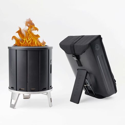 Portable Camping Fire Pit - Packable Fold-Flat Design, Smokeless Burn, Stainless Steel & Aluminum, Includes Backpack, Ideal for Outdoor & RV Adventures in Saudi Arabia