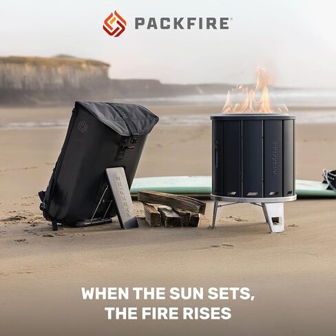 Portable Camping Fire Pit - Packable Fold-Flat Design, Smokeless Burn, Stainless Steel & Aluminum, Includes Backpack, Ideal for Outdoor & RV Adventures in Saudi Arabia