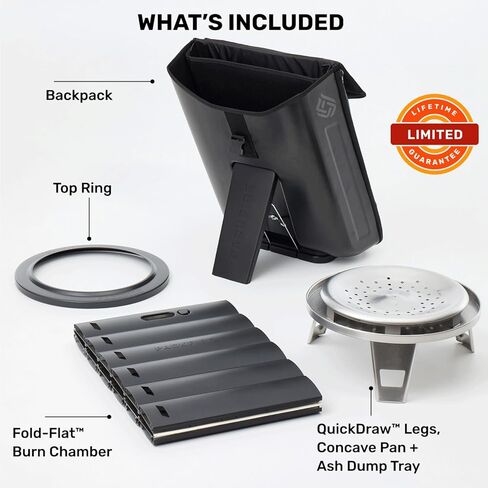 Portable Camping Fire Pit - Packable Fold-Flat Design, Smokeless Burn, Stainless Steel & Aluminum, Includes Backpack, Ideal for Outdoor & RV Adventures in Saudi Arabia