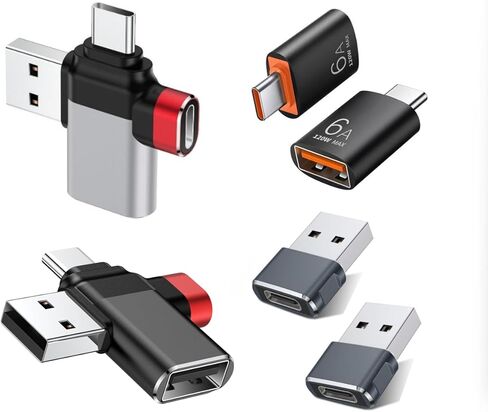 محول USB إلى USB C، محول USB C إلى A، محولات USB a إلى c لأجهزة iPhone 17 16 15، MacBook Pro، Mac، iPad Air، محول Thunderbolt 4 3، محول USB OTG 2 في 1 (6 عبوات) in Kuwait